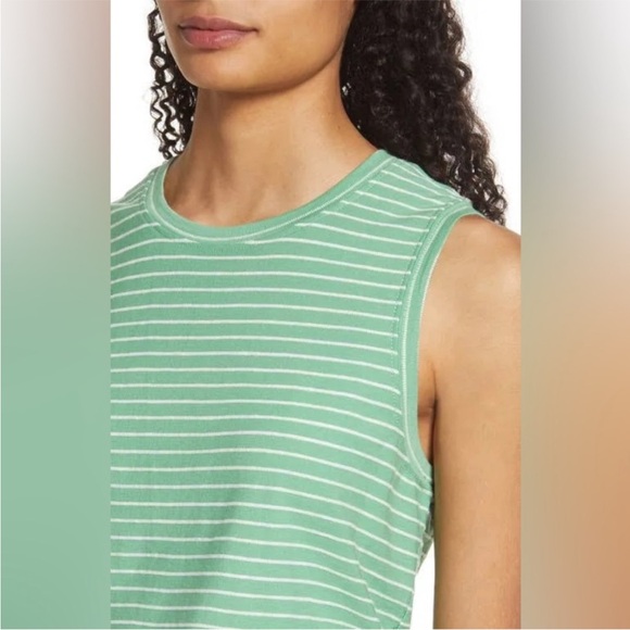 MARINE LAYER Green and White Lydia Textured Striped Tank Top Size XL - Picture 8 of 16